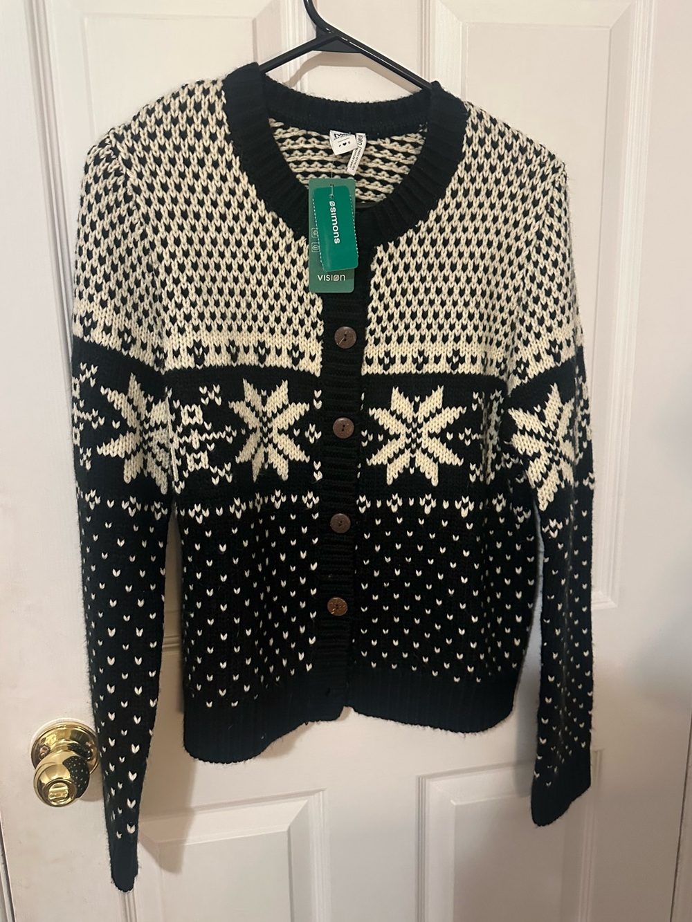 twik Black & Cream Nordic Button-Front Cardigan